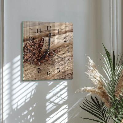 Moderne wanduhr quadratisch Kaffeebohnen