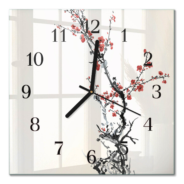 Quadratische wanduhr Blumen