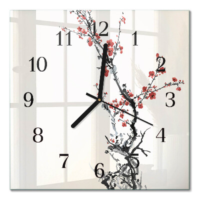 Quadratische wanduhr Blumen