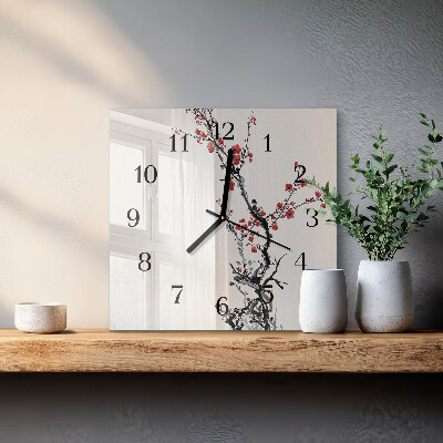 Quadratische wanduhr Blumen