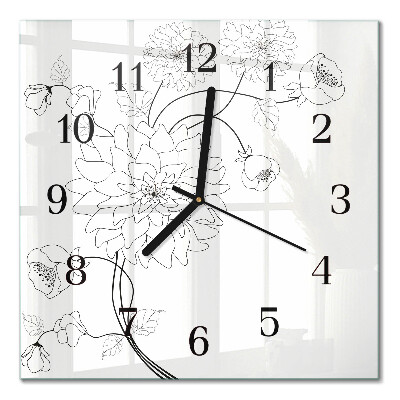 Moderne wanduhr quadratisch Blumen