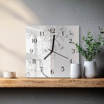 Moderne wanduhr quadratisch Blumen