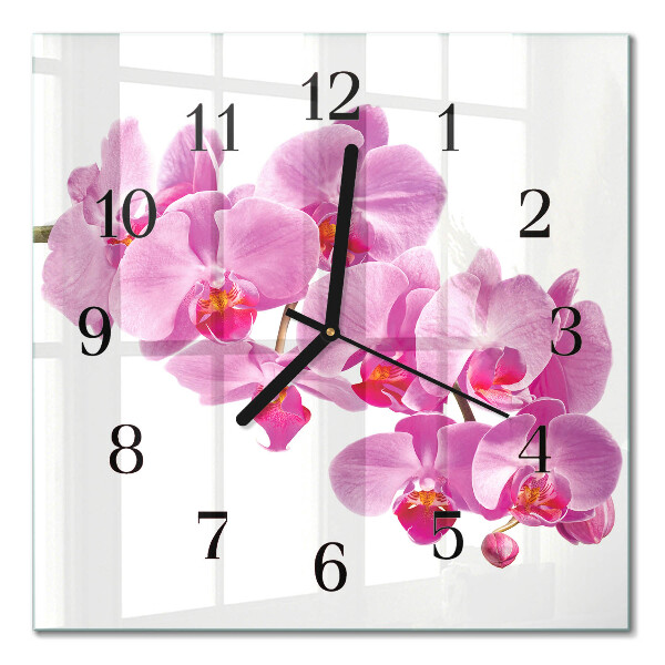 Glasuhr quadratisch Orchidee