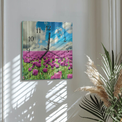 Quadratische wanduhr modern Tulpen