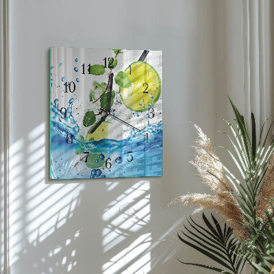 Glasuhr quadratisch Limette und Minze