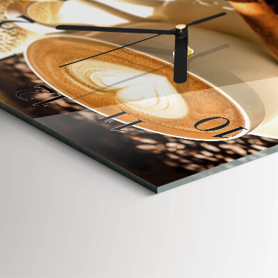 Quadratische wanduhr Kaffeeherz