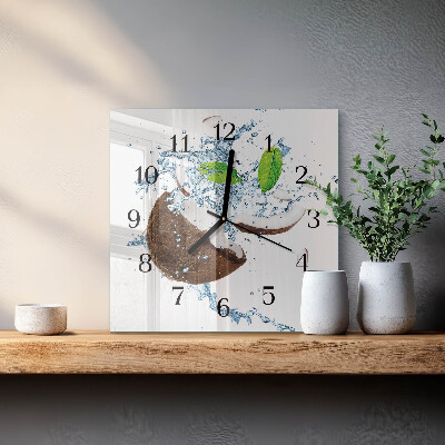 Quadratische wanduhr modern Kokosnuss