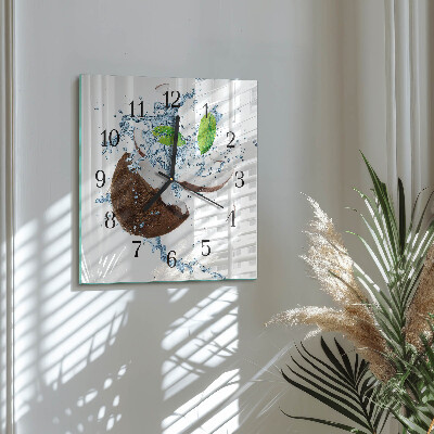 Quadratische wanduhr modern Kokosnuss