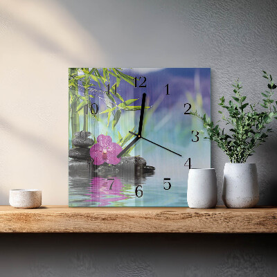 Moderne wanduhr quadratisch Orchideen-Spa