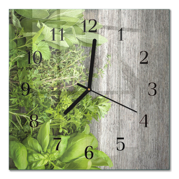 Wanduhr mit motiv quadratisch Kräuter