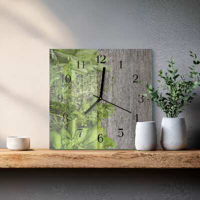 Wanduhr mit motiv quadratisch Kräuter