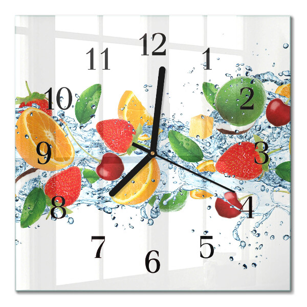 Quadratische wanduhr modern Obst