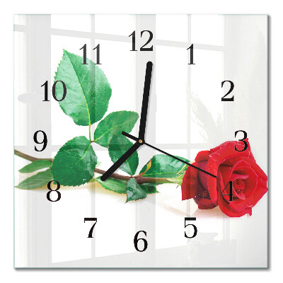 Glasuhr quadratisch Rose