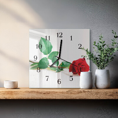 Glasuhr quadratisch Rose