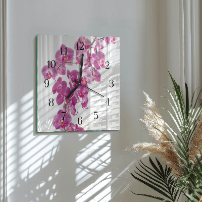 Quadratische wanduhr Orchidee