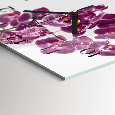 Quadratische wanduhr Orchidee