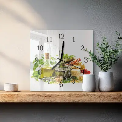 Moderne wanduhr quadratisch Pasta mit Olivenöl