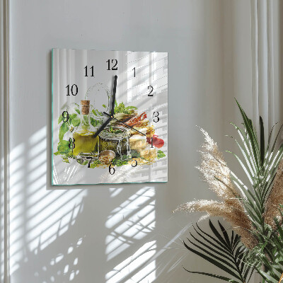 Moderne wanduhr quadratisch Pasta mit Olivenöl