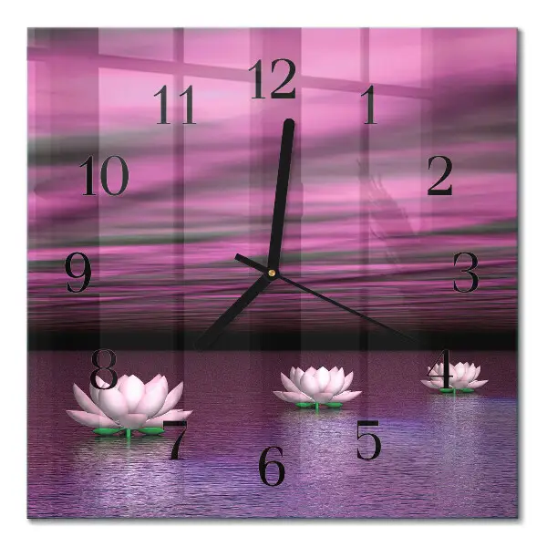 Quadratische wanduhr modern Seerosen
