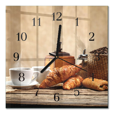 Quadratische wanduhr modern Croissants