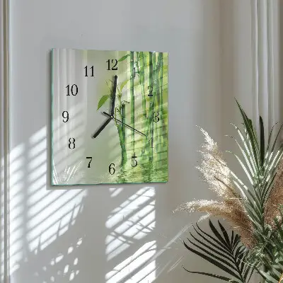 Quadratische wanduhr Bambus