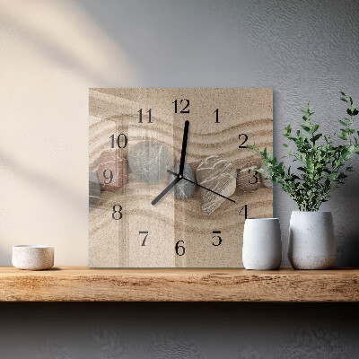 Quadratische wanduhr Steine ​​und Sand