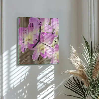 Wanduhr mit motiv quadratisch Blumen