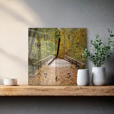 Moderne wanduhr quadratisch Waldbrücke