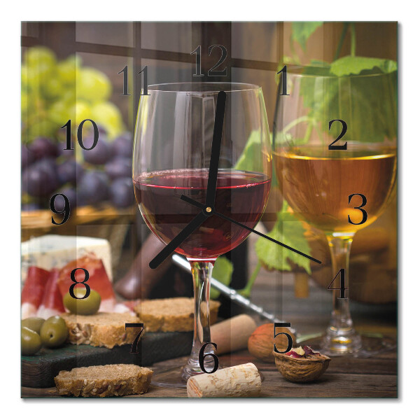 Wanduhr mit motiv quadratisch Gläser Wein