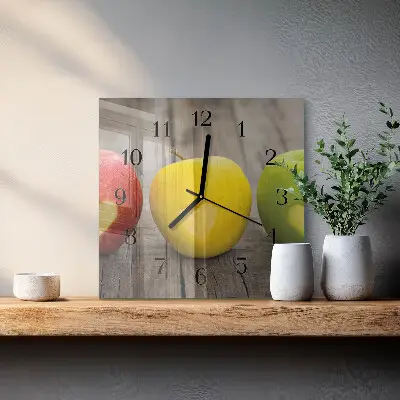 Quadratische wanduhr modern Äpfel