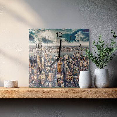Quadratische wanduhr New York