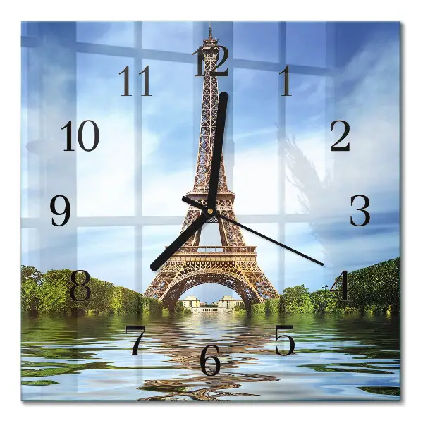 Quadratische wanduhr modern Eiffelturm
