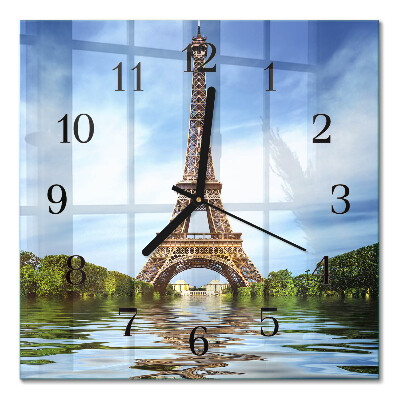 Quadratische wanduhr modern Eiffelturm