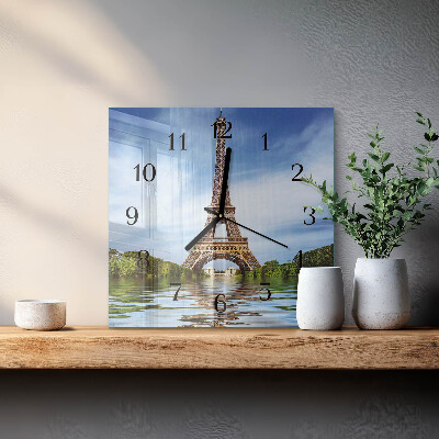 Quadratische wanduhr modern Eiffelturm
