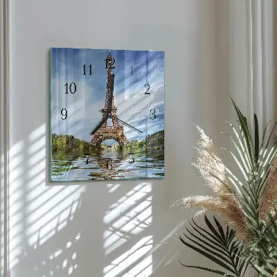 Quadratische wanduhr modern Eiffelturm