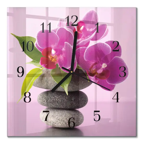 Moderne wanduhr quadratisch Orchidee