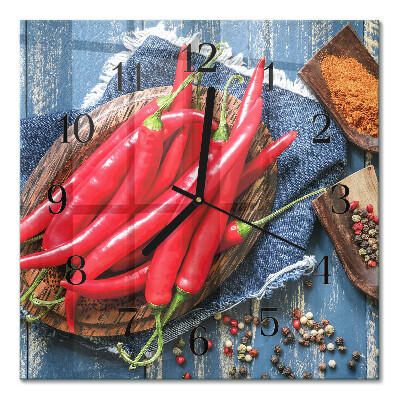 Glasuhr quadratisch Chili-Pfeffer