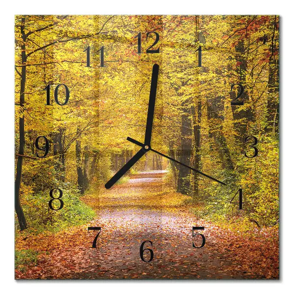 Moderne wanduhr quadratisch Waldweg