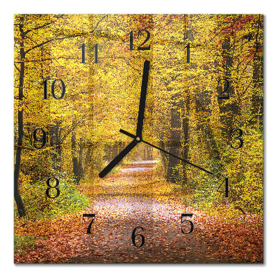 Moderne wanduhr quadratisch Waldweg