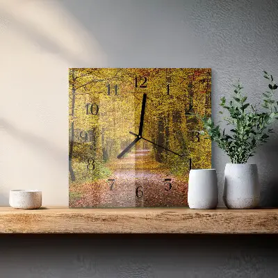 Moderne wanduhr quadratisch Waldweg