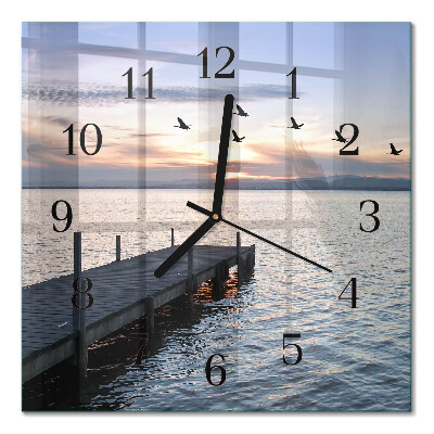 Wanduhr mit motiv quadratisch Vögel am See