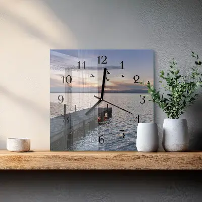 Wanduhr mit motiv quadratisch Vögel am See