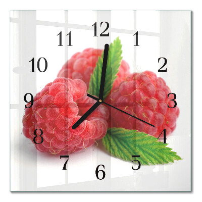 Quadratische wanduhr Himbeeren