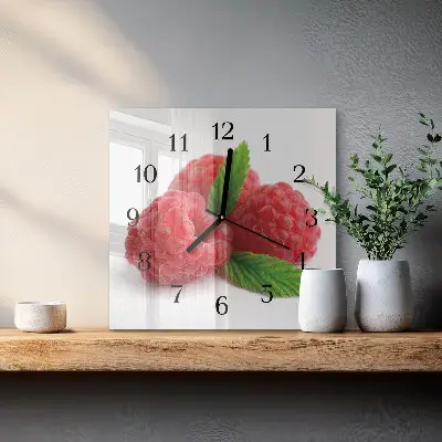 Quadratische wanduhr Himbeeren