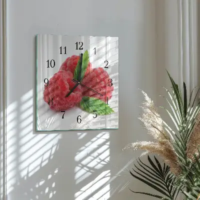 Quadratische wanduhr Himbeeren