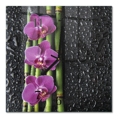 Wanduhr mit motiv quadratisch Orchidee