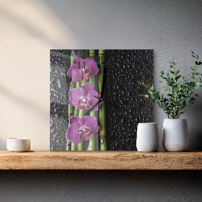 Wanduhr mit motiv quadratisch Orchidee