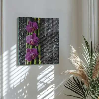 Wanduhr mit motiv quadratisch Orchidee
