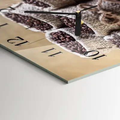 Quadratische wanduhr modern Kaffeebohnen