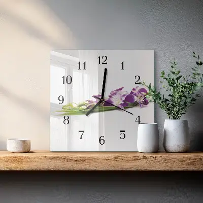Quadratische wanduhr Blumen